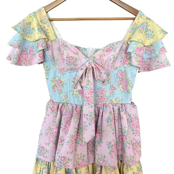 Dolls Kill Sugar Thrillz Moonglow Romance Ruffle Mini Dress - Picture 2 of 10